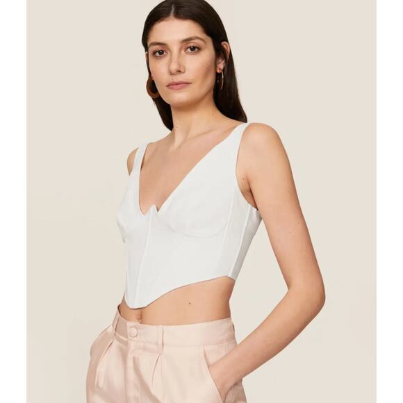 Bardot Top Womens 2 X Small White Bronte Corset Cropped - Picture 4 of 13